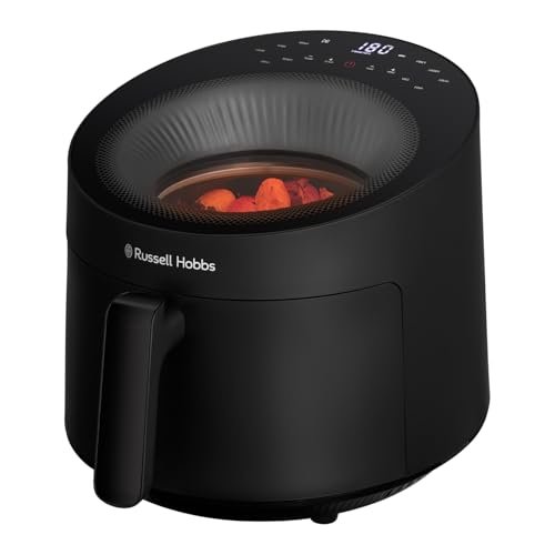 Russell Hobbs Frytkownica beztłuszczowa 5L z okienkiem, 10 programów (smażenie, grillowanie, pieczenie, itp.), reg. czasu i temp. (maks. 200℃), kosz do mycia w zmywarce, SatisFry Panoramic 27420-56