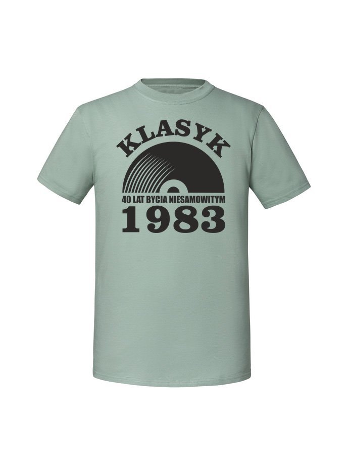 Męska koszulka z nadrukiem - 1983 klasyk płyta winylowa 40 1983 Miętowy S