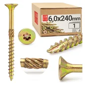 Wkręty - Wkręty ciesielskie z łbem stożkowym 6x240mm 1szt. - miniaturka - grafika 1
