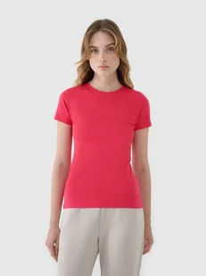 4F T-shirt slim z modalem damski 4FWSS25TTSHF1995-54S Różowy Roz. XS - Koszulki i topy damskie - miniaturka - grafika 1
