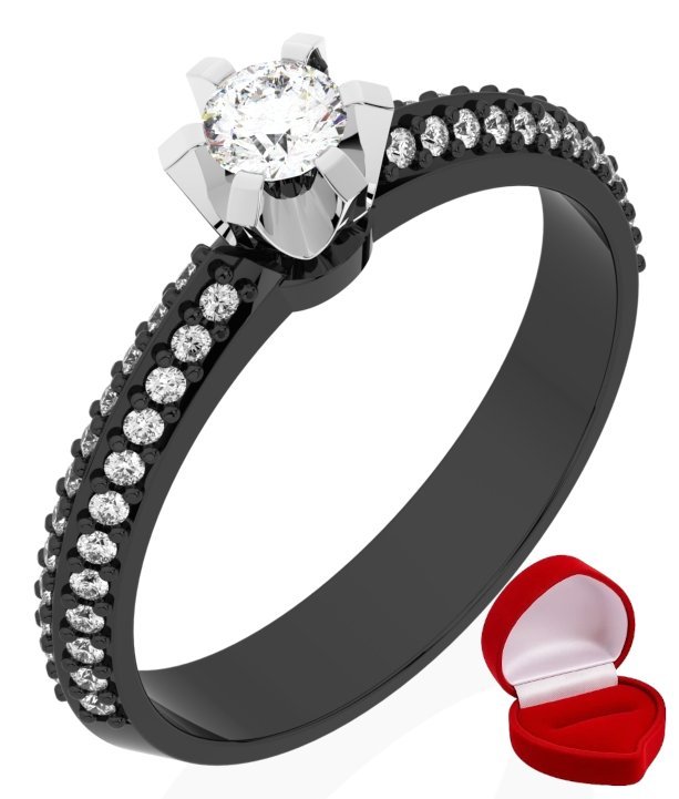 ZŁOTY PIERŚCIONEK ZARĘCZYNOWY 585 14k BRYLANT LAB 0,14 ct CZARNE ZŁOTO R18