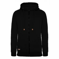 Bluzy męskie - Bluza rozpinana bawełniana męska dresowa czarna z kapturem Cuna S - miniaturka - grafika 1