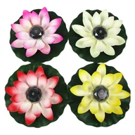 Lampy ogrodowe - 4 lampki nocne LED Lily Pad, różne kolory, sztuczne lampiony chińskie, pływające lampy solarne do basenu - miniaturka - grafika 1