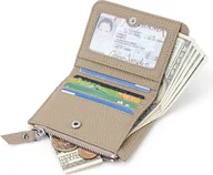 Portfele - INF Męski cienki portfel z blokadą RFID i kieszenią na monety - Skórzany portfel na zamek Szary - miniaturka - grafika 1
