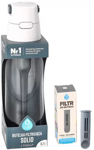 Butelka filtrująca Solid Jeansowa Stalowa 0,7L + 2x filtr wkład węglowy do butelki - Butelki filtrujące - miniaturka - grafika 1