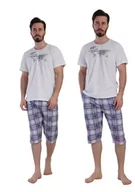 Piżamy damskie - Piżama Męska bawełniana Vienetta 2XL duże rozmiary z krótkim rękawem +size - miniaturka - grafika 1