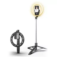 Lampy studyjne - USAMS Uchwyt na telefon z lampą LED tripod czarny/black ZB241ZJ01 (US-ZB241) - miniaturka - grafika 1