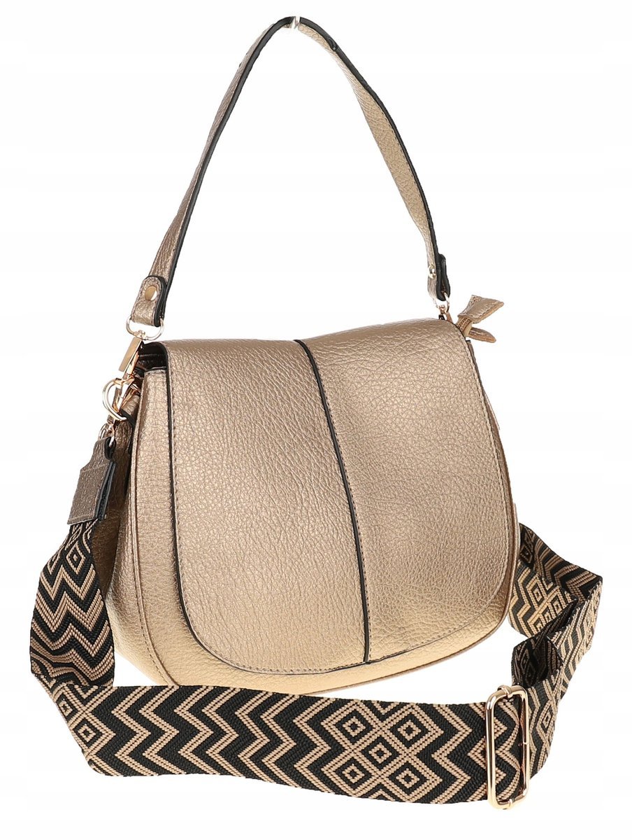 Torebka Damska kuferek listonoszka pojemna na ramię mała HJ88315 Złota