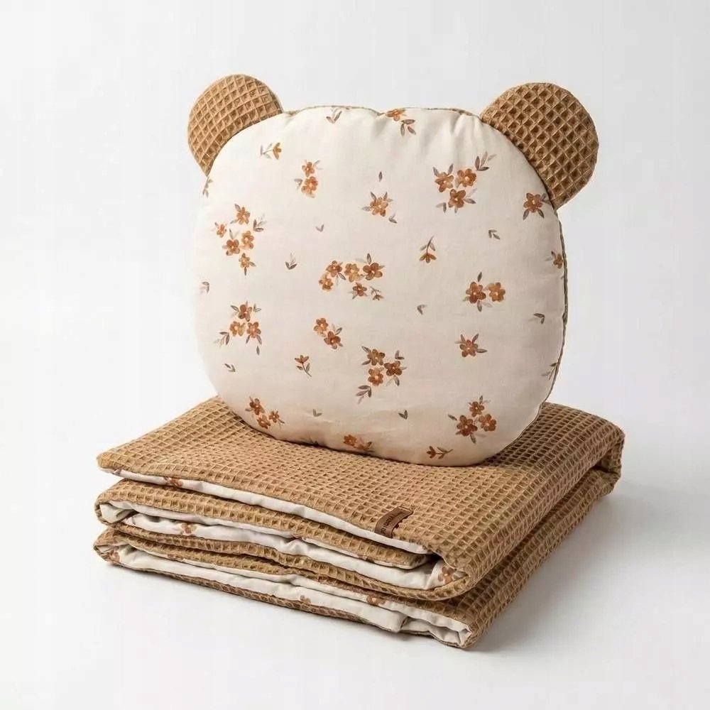 Komplet Pościeli Niemowlęcej 50x75 Little Brown Flowers & Karmelowy Wafel