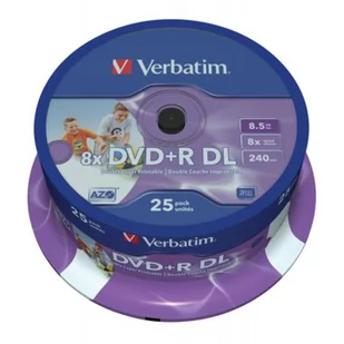 Verbatim Dysk DVD+R DualLayer 8,5GB 8x do nadruku 25 szt 43667) - Nośniki danych - miniaturka - grafika 1