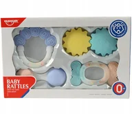 Grzechotki dla dzieci - GRZECHOTKI PASTELOWE ZABAWKI SENSORYCZNE DLA NIEMOWLAKA ZESTAW 4SZT - miniaturka - grafika 1