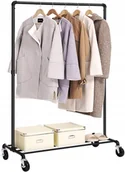 Wieszaki i stojaki - Mobilny wieszak na kółkach ubrania stojak czarny - miniaturka - grafika 1
