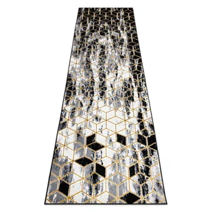 Dywan, Chodnik GLOSS nowoczesny 409A 82 Sześcian, stylowy, glamour, art deco / szary / złoty czarny 80x200 cm - Dywany - miniaturka - grafika 1