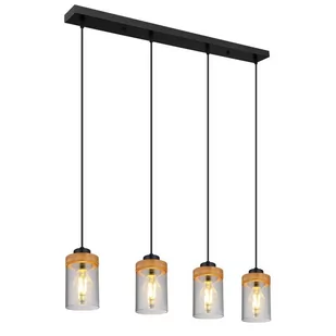 Globo Finca 15557-4H lampa wisząca zwis 4x40W E27 dymiona/drewniana - Lampy sufitowe - miniaturka - grafika 1