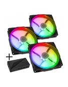 Wentylatory komputerowe - King Kits Noiseblocker NB-eLoop X B12-PS ARGB, PWM - 120mm, czarny + ARGB 8x Port Hub - 3er Set LUBU-048 - miniaturka - grafika 1