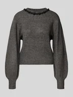 Swetry damskie - Sweter z dzianiny o kroju regular fit z obszyciem ozdobnymi kamieniami model ‘ELSA’ - miniaturka - grafika 1