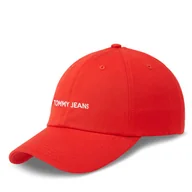 Czapki damskie - Czapka z daszkiem Tommy Jeans Tjw Linear Logo Cap AW0AW15845 Medium Red XLD - miniaturka - grafika 1