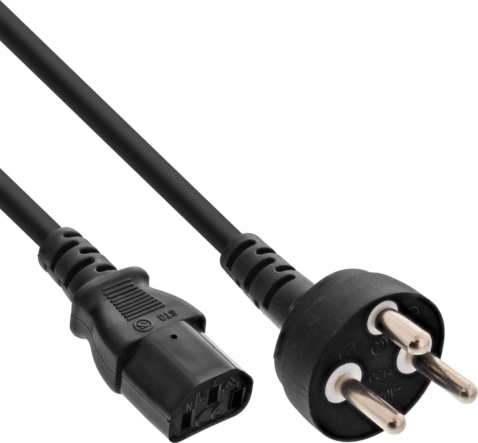 Kabel sieciowy InLine®, wtyczka sieciowa Denmark do wtyczki IEC C13, 5m