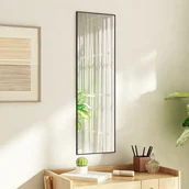 Lustra - vidaXL Lustro na drzwi, czarne, 30x100 cm, szkło i aluminium - miniaturka - grafika 1