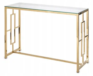 Konsola Złota, Szklany Blat Modern Glamour 78x120x40cm 131319 - Konsole i sekretarzyki - miniaturka - grafika 1