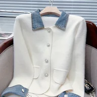 Swetry damskie - TEMU Sweter Damski Little Fragrance – Jesień/ Luźny Elegancki Krótki Kardigan Wszechstronny Top - miniaturka - grafika 1