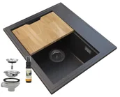 Zlewozmywaki - Granitan Foxal Granit Zlewozmywak Granitowy Syfon Chrom - miniaturka - grafika 1