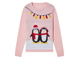 pepperts!® Świąteczny sweter dziewczęcy LED (146/152, Różowy) - Swetry dla dziewczynek - miniaturka - grafika 1