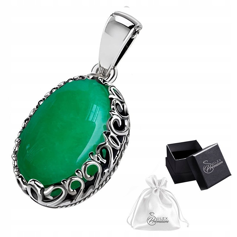 Zawieszka srebro 925 Wisiorek Modny Naturalny Kamień AGAT Zielony