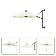Parasole ogrodowe - The Living Store Parasol ogrodowy z LED - ścienny - 300 cm - piaskowy - Parasol Ogrodowy - miniaturka - grafika 1
