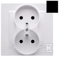 Gniazdka elektryczne - Gniazdo wtyczkowe z uziemieniem podwójne, monoblok, 16A, 250V~, zaciski śrubowe, czarny mat *Kompletne - nie do ramek, SIMON10 - miniaturka - grafika 1