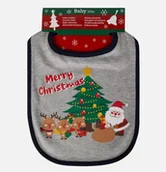 Śliniaki i fartuszki - Śliniak świąteczny, bawełniany, z nadrukiem reniferów i Mikołaja, na rzep - miniaturka - grafika 1