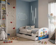 Łóżka dla dzieci i młodzieży - Łóżko dziecięce JOHNY z szufladą i grafiką - 80x180 - PŁYTA - Biały - miniaturka - grafika 1