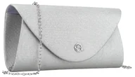 Torebki damskie - Elegancka torebka wieczorowa ROVICKY błyszcząca kopertówka elegancka wizytowa na klips magnetyczny srebrna - miniaturka - grafika 1