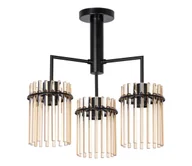 Lampy sufitowe - Żyrandol na drążku 3xE27/60W/230V czarny/beżowy - miniaturka - grafika 1