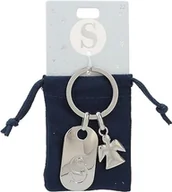 Koszulki i topy damskie - Depesche 11800-022 Srebrny brelok do kluczy z literą S i aniołem stróżem, stop cynku, w zestawie z kolorowym aksamitnym etui - miniaturka - grafika 1