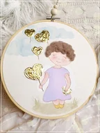 Pamiątka Chrztu Świętego - Obrazek z aniołkiem dla dziewczynki, personalizowana pamiątka Chrztu narodzin - miniaturka - grafika 1