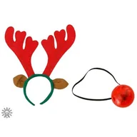 Ozdoby bożonarodzeniowe - Opaska renifer 35 cm ze świecącym nosem - miniaturka - grafika 1