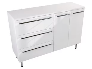 Szafka Stojąca Z Blatem ATH 120 cm SD Lewa - Biały Wysoki Połysk - Uchwyty Chromowane - Szafki łazienkowe - miniaturka - grafika 1