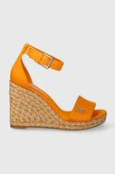 Sandały damskie - Tommy Hilfiger sandały COLORFUL HIGH WEDGE SATIN SANDAL kolor żółty FW0FW07914 - miniaturka - grafika 1