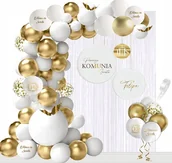 Balony i akcesoria - Balony Komunia Kurtyna Baner Tablica Koło Dodatki Personalizowane Imię - miniaturka - grafika 1