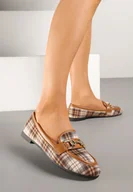Mokasyny damskie - Brązowe Mokasyny w Eleganckim Stylu z Klamerką Irivas - miniaturka - grafika 1