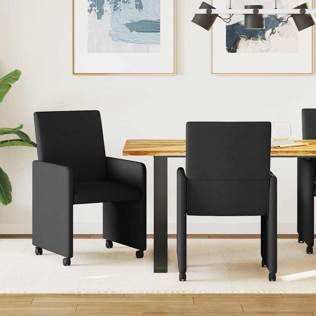 vidaXL Krzesło jadalniane z kołem 2 pcs Czarny 57 x 66 x 94 cm tkanina