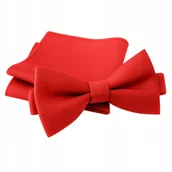 Krawaty i muchy męskie - Zestaw mucha + poszetka - czerwona - miniaturka - grafika 1