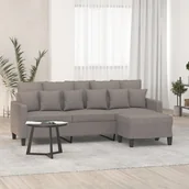 Sofy i kanapy - vidaXL 3-osobowa sofa z podnóżkiem, taupe, 180 cm, tkaniną - miniaturka - grafika 1