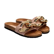 Klapki i japonki damskie - Beżowe klapki damskie DiA Sb001 Duży Łańcuch - S.BARSKI - miniaturka - grafika 1