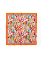 Apaszki i szaliki damskie - Lucky Bees Chusta w kolorze pomarańczowo-różowym - 55 x 55 cm - miniaturka - grafika 1