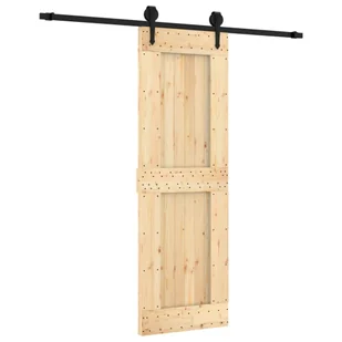 Drzwi przesuwne z osprzętem, 70x210 cm, lite drewno sosnowe 8721012082915 - Drzwi wewnętrzne - miniaturka - grafika 3