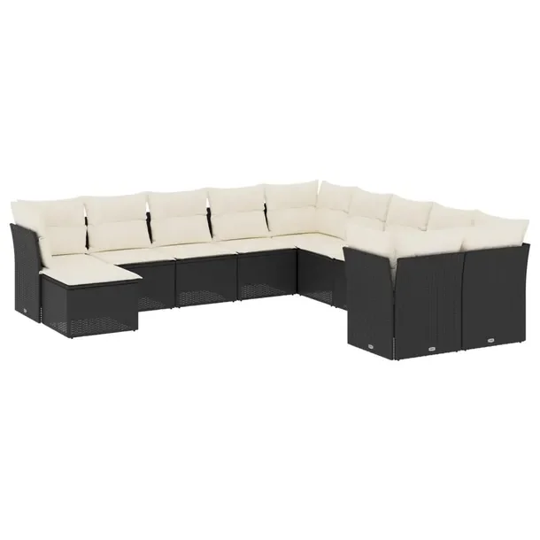 Zestaw wypoczynkowy rattan PE czarny 62x62x69cm + poduszki