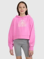 Bluzy dla dziewczynek - 4F Bluza dresowa nierozpinana z kapturem dziewczęca - różowa 158 (12-13 lat) - miniaturka - grafika 1