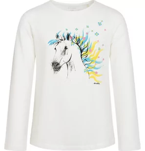 T-shirt z długim rękawem dla dziewczynki, z koniem, biały, 3-8 lat - Bluzki dla dziewczynek - miniaturka - grafika 1